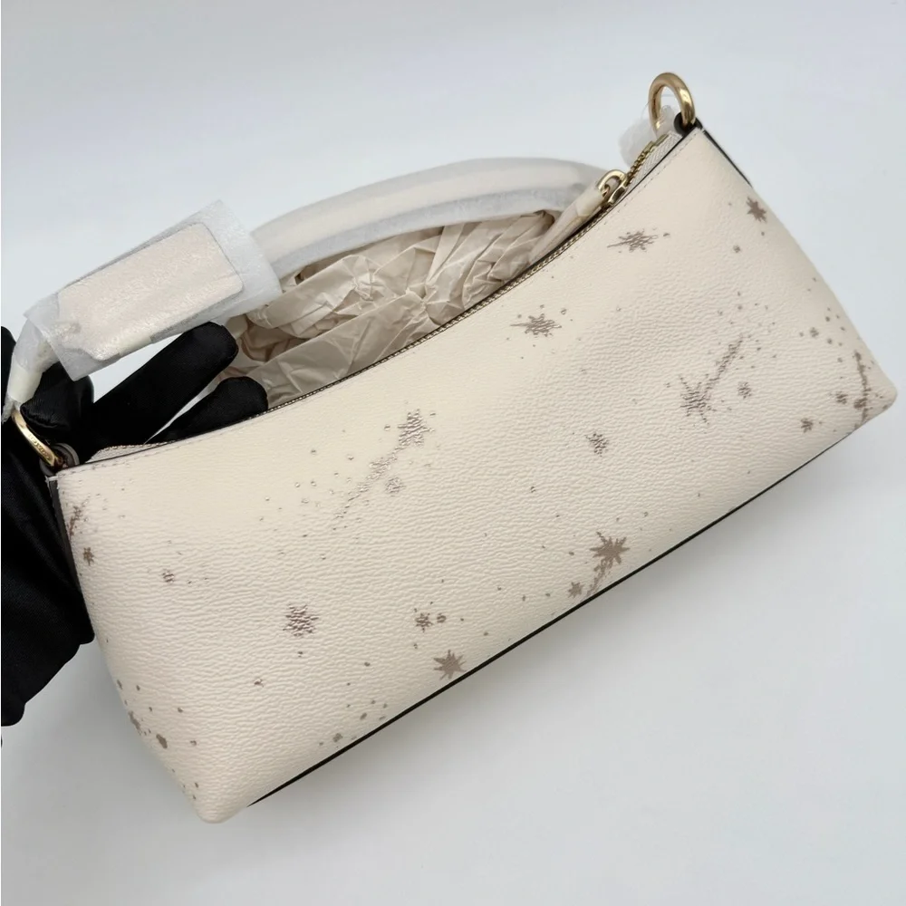 Coach Charlotte Shoulder Bag With Star Print Chalk Gold